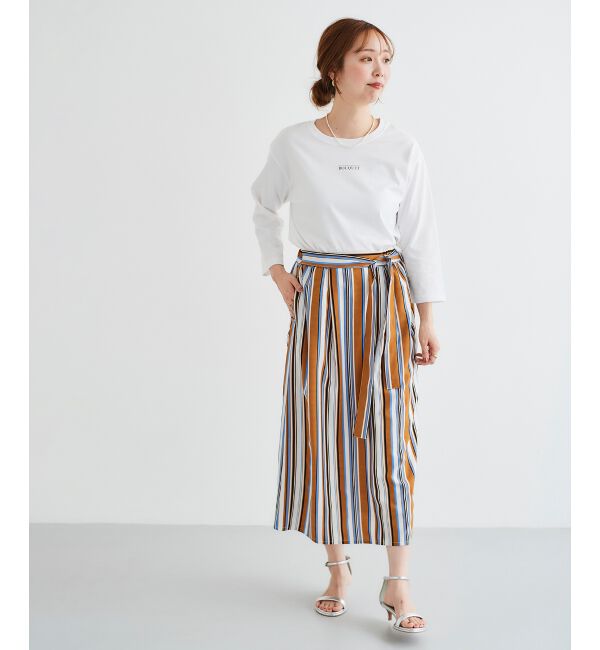 le.coeur blanc「マルチストライプウエストリボンスカート」|スカート|
