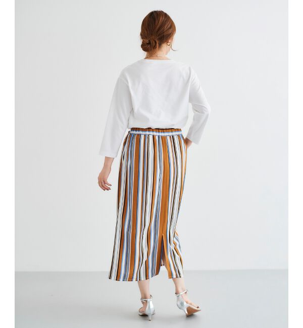 le.coeur blanc「マルチストライプウエストリボンスカート」|スカート|