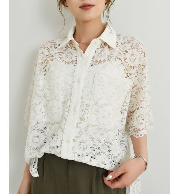  「フロントポケットフラワーコードレースシャツ」|シャツ・ブラウス|