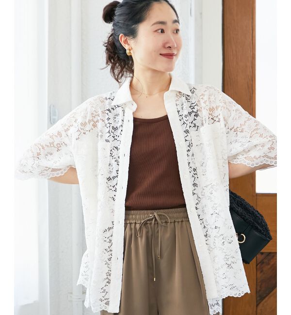  「フロントポケットフラワーコードレースシャツ」|シャツ・ブラウス|