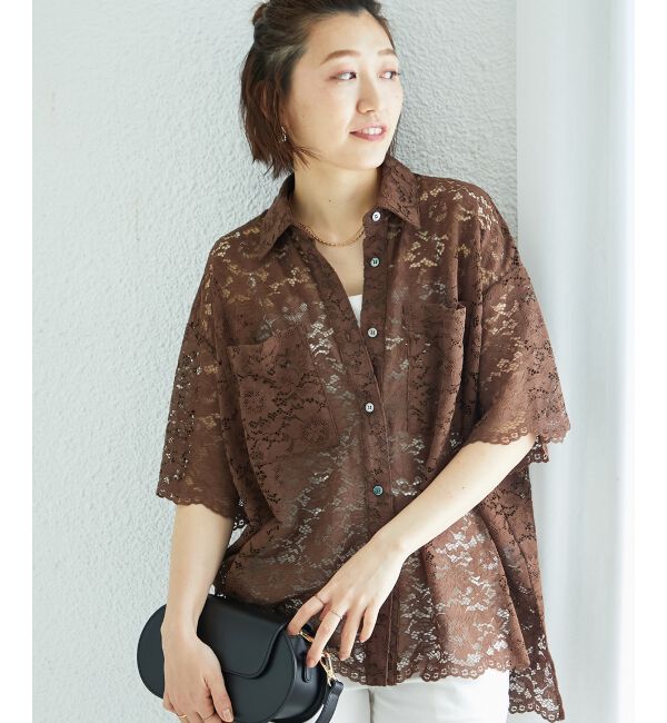  「フロントポケットフラワーコードレースシャツ」|シャツ・ブラウス|