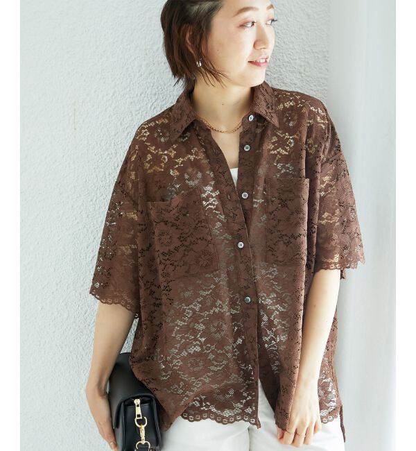  「フロントポケットフラワーコードレースシャツ」|シャツ・ブラウス|