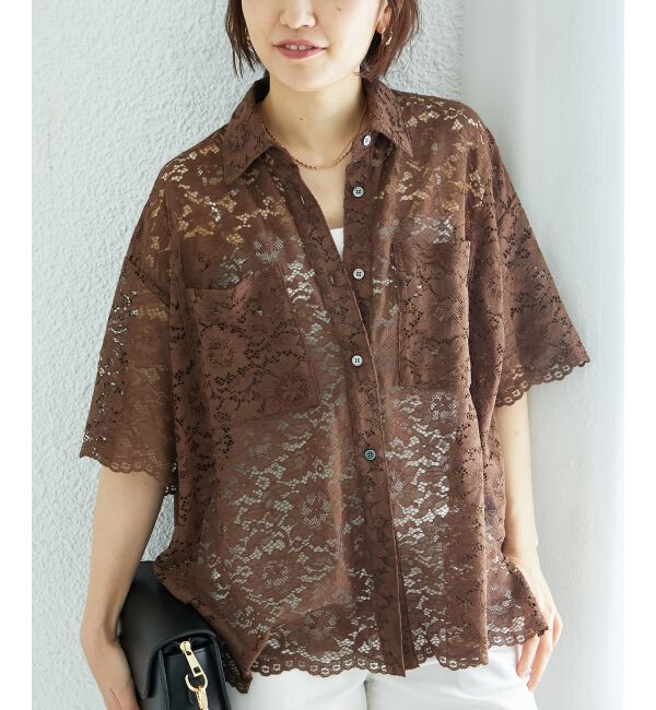  「フロントポケットフラワーコードレースシャツ」|シャツ・ブラウス|