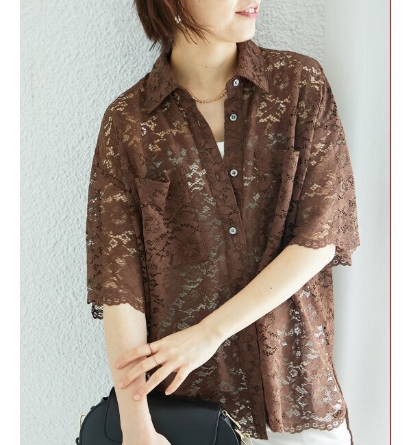  「フロントポケットフラワーコードレースシャツ」|シャツ・ブラウス|