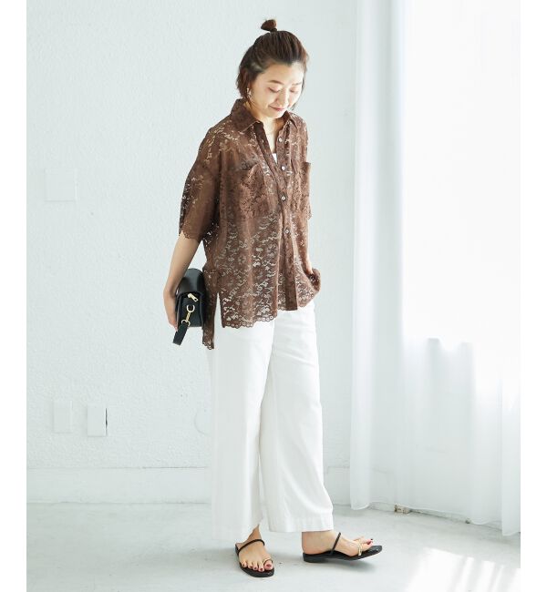  「フロントポケットフラワーコードレースシャツ」|シャツ・ブラウス|