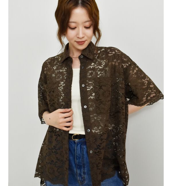  「フロントポケットフラワーコードレースシャツ」|シャツ・ブラウス|