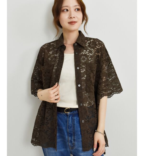  「フロントポケットフラワーコードレースシャツ」|シャツ・ブラウス|