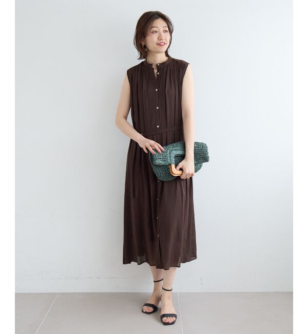  「シアーボイルノースリーブワンピース」|ワンピース|ブラウン