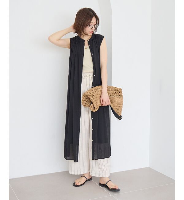  「シアーボイルノースリーブワンピース」|ワンピース|ブラック