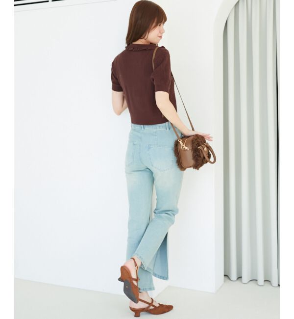  「ミニケーブルフリルニットカーデ」|カーディガン|