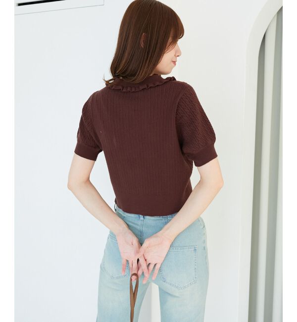  「ミニケーブルフリルニットカーデ」|カーディガン|