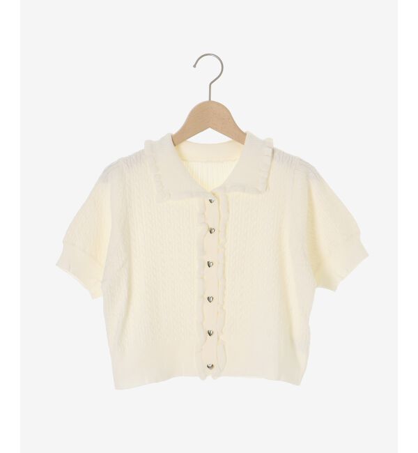  「ミニケーブルフリルニットカーデ」|カーディガン|