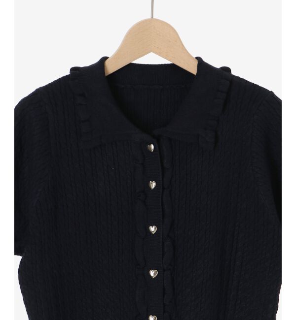  「ミニケーブルフリルニットカーデ」|カーディガン|