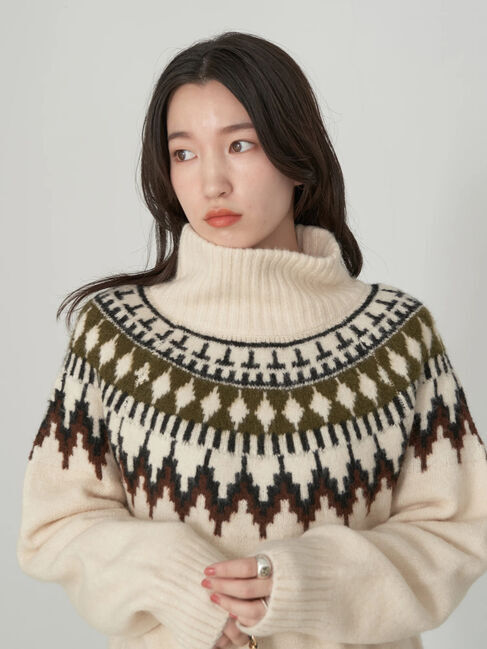earth music&ecology「ノルディックショートニットプルオーバー」|ニット・セーター|