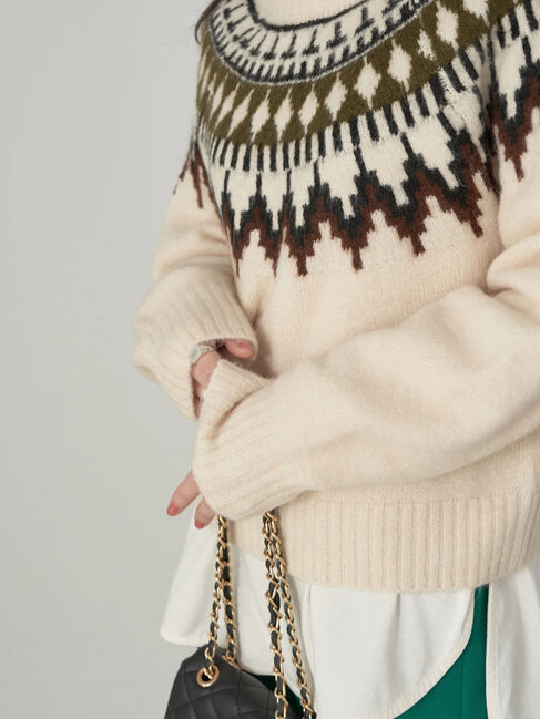 earth music&ecology「ノルディックショートニットプルオーバー」|ニット・セーター|