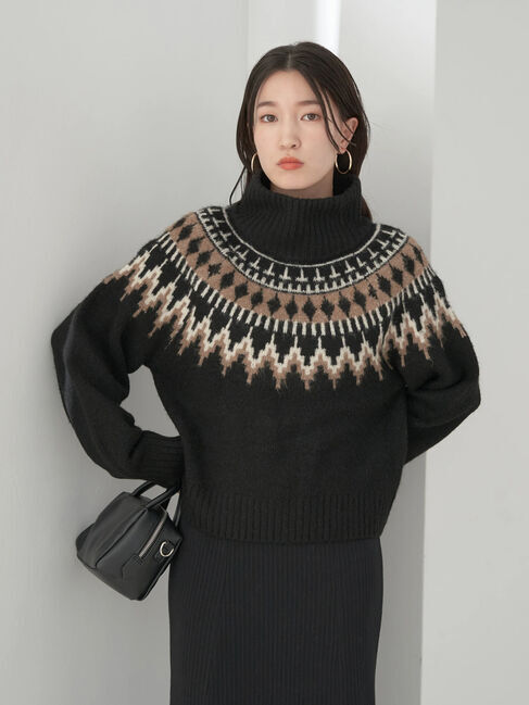 earth music&ecology「ノルディックショートニットプルオーバー」|ニット・セーター|