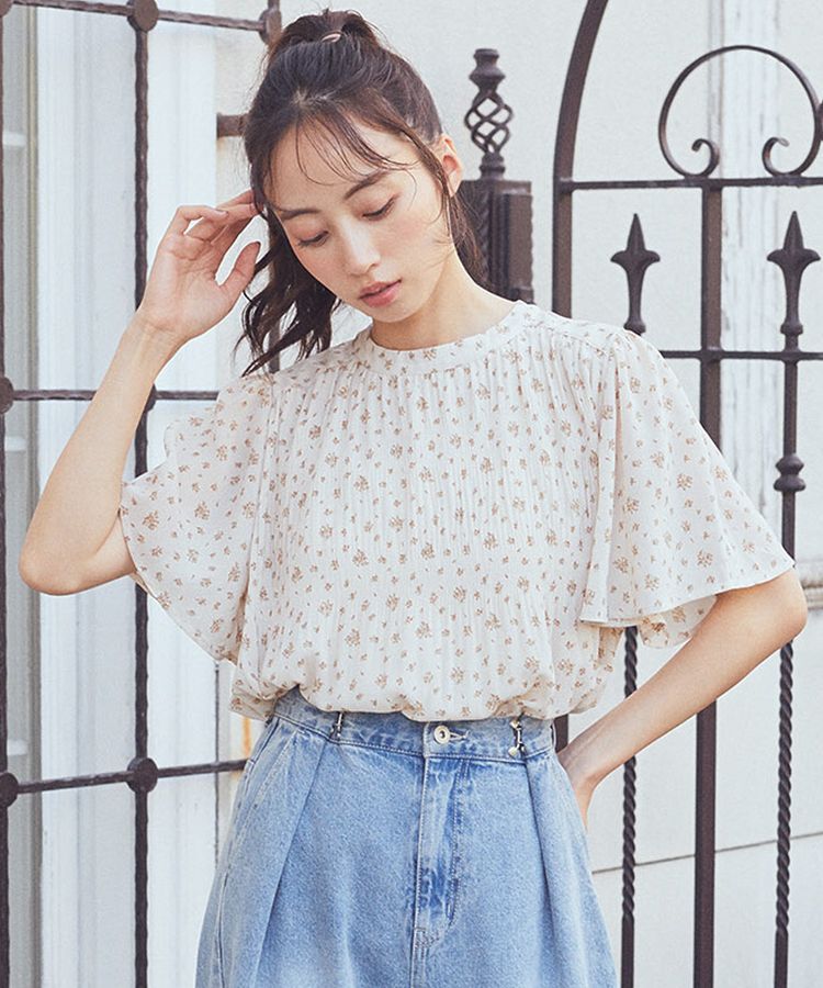 earth music&ecology「マジョリカプリーツ半袖ブラウス」|シャツ・ブラウス|