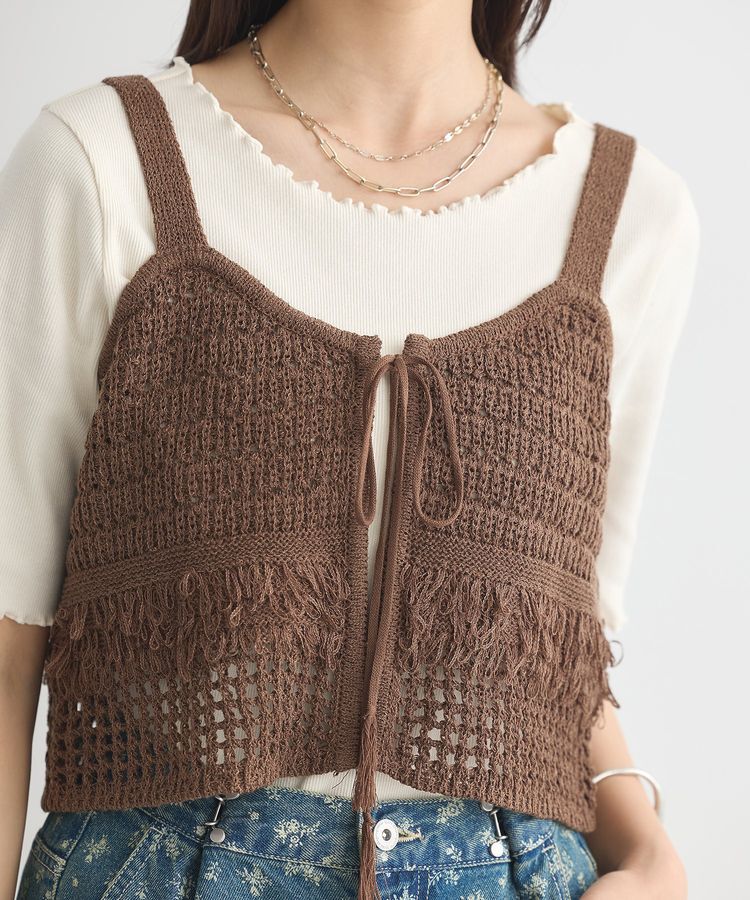 earth music&ecology「フリンジニットビスチェ」|ベスト・ジレ|