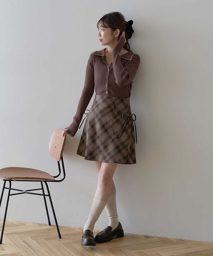 earth music&ecology「【WEB限定】バイカラートリムロングニットカーディガン」|カーディガン|