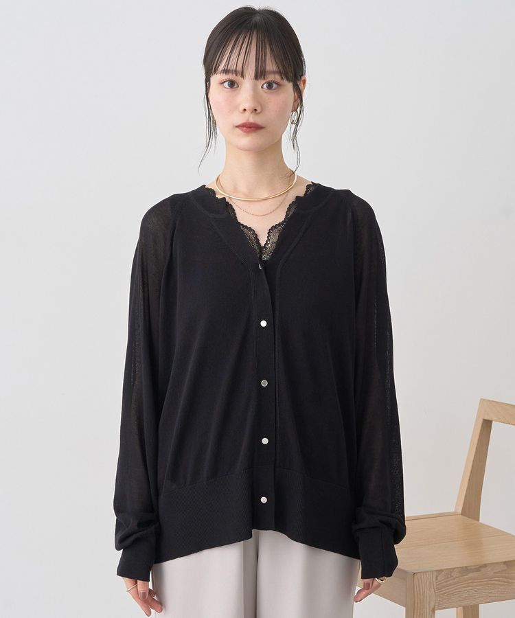 earth music&ecology「キーネックシアーカーディガン」|カーディガン|