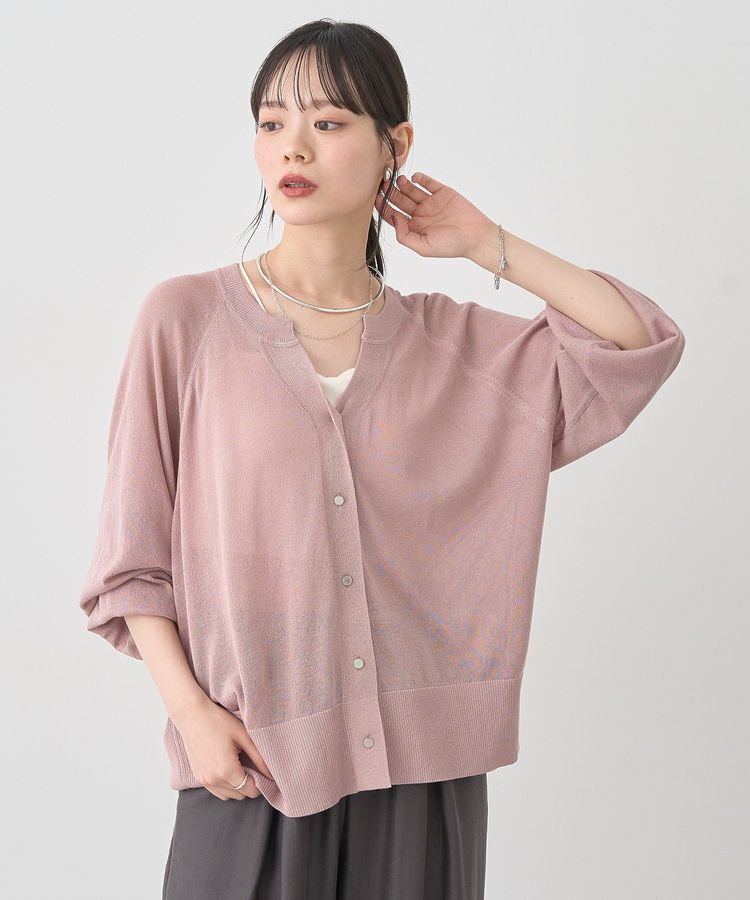 earth music&ecology「キーネックシアーカーディガン」|カーディガン|Pink