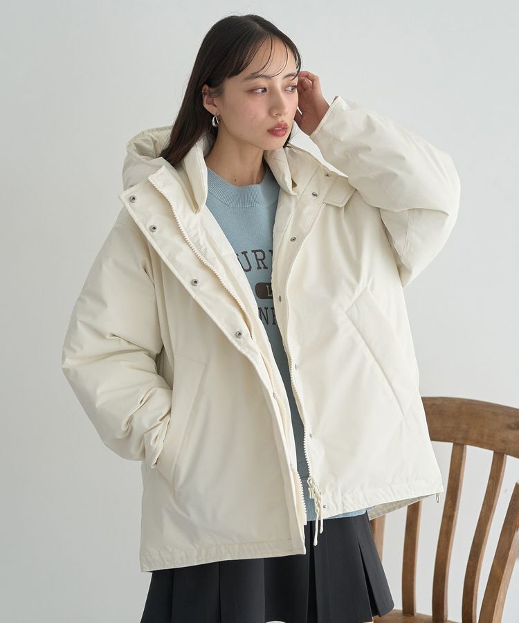 earth music&ecology「フーデットパファーコート」|ブルゾン・スタジャン|