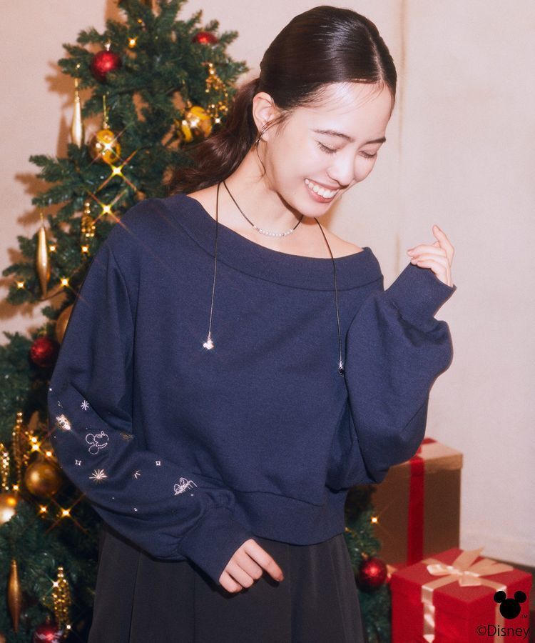 earth music&ecology「Disney/キラキラモチーフ刺繍オフショルスウェット」|スウェット・ジャージ|