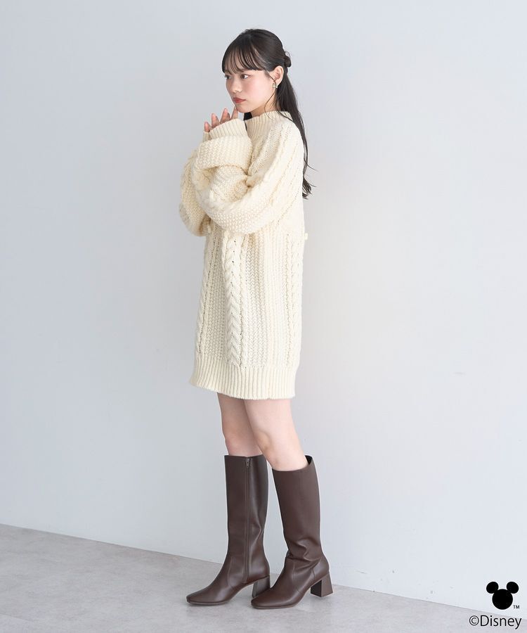 earth music&ecology「Disney/ポイントミッキーケーブルニット」|ニット・セーター|