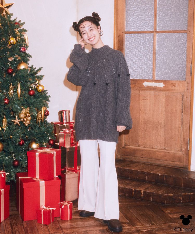 earth music&ecology「Disney/ポイントミッキーケーブルニット」|ニット・セーター|