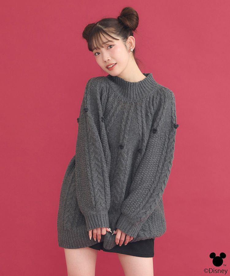 earth music&ecology「Disney/ポイントミッキーケーブルニット」|ニット・セーター|