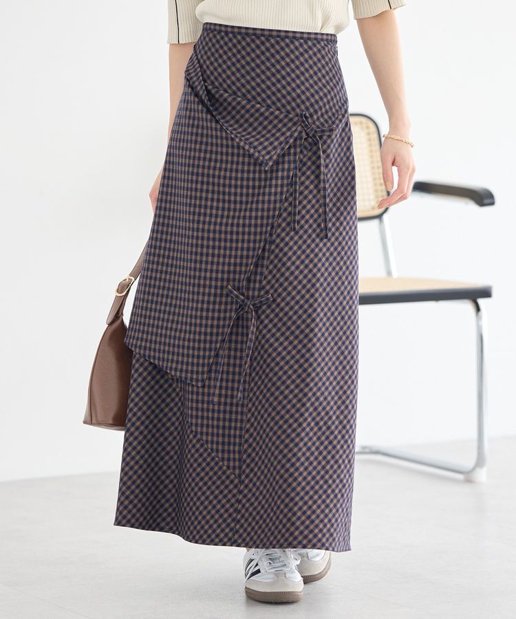 earth music&ecology「ランダムキリカエラップスカート」|スカート|チェックネイビー