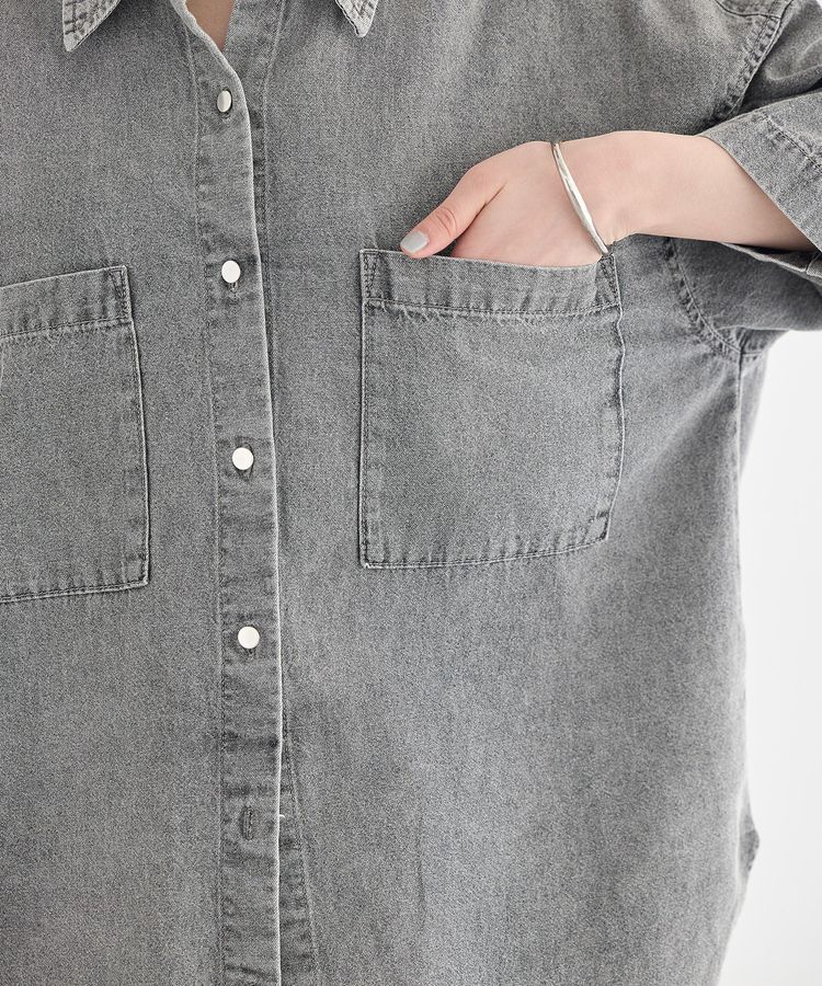 earth music&ecology「5分袖デニムシャツ」|シャツ・ブラウス|