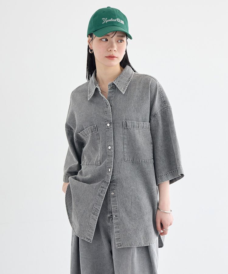 earth music&ecology「5分袖デニムシャツ」|シャツ・ブラウス|