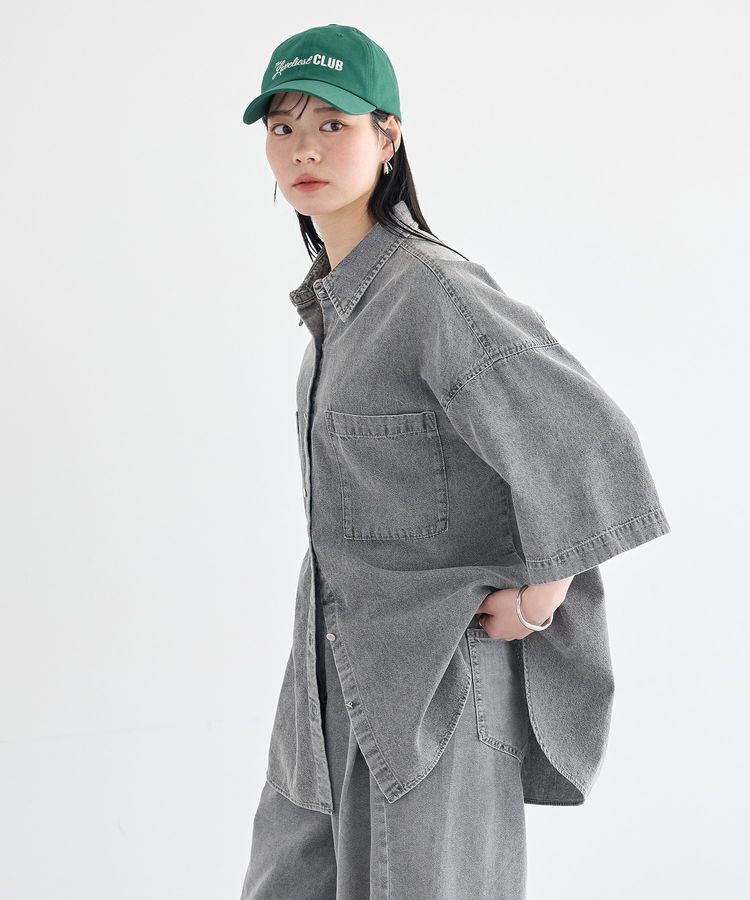 earth music&ecology「5分袖デニムシャツ」|シャツ・ブラウス|
