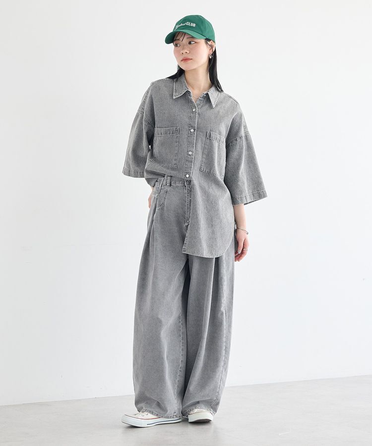 earth music&ecology「5分袖デニムシャツ」|シャツ・ブラウス|