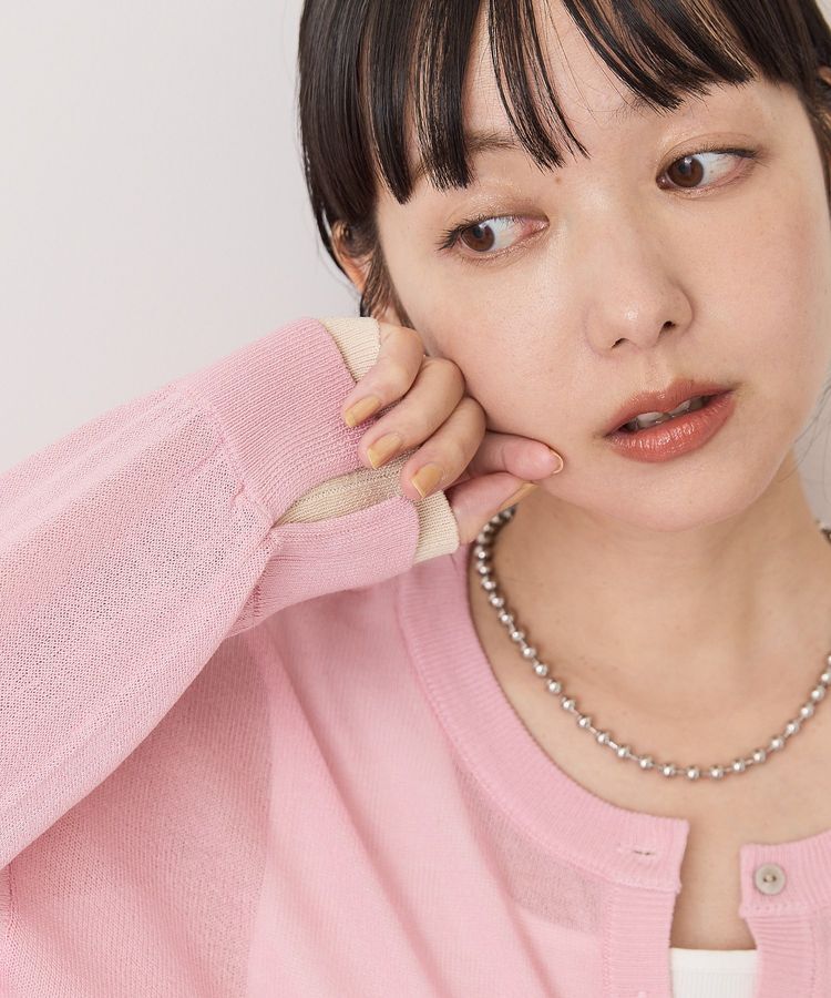 AMERICAN HOLIC「シアー配色ニットカーディガン」|カーディガン|