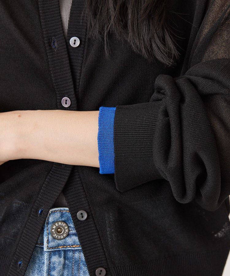 AMERICAN HOLIC「シアー配色ニットカーディガン」|カーディガン|