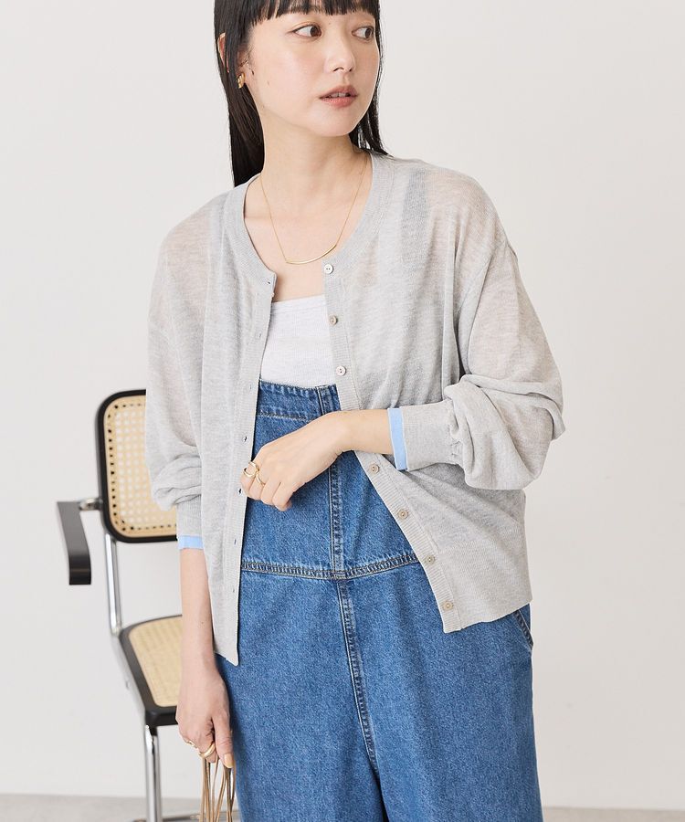 AMERICAN HOLIC「シアー配色ニットカーディガン」|カーディガン|Light Gray