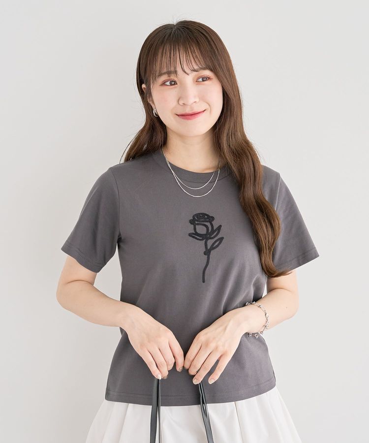 Green Parks「・DOUBLE FLAGS ローズチェーン刺繍TEE」|Tシャツ・カットソー|
