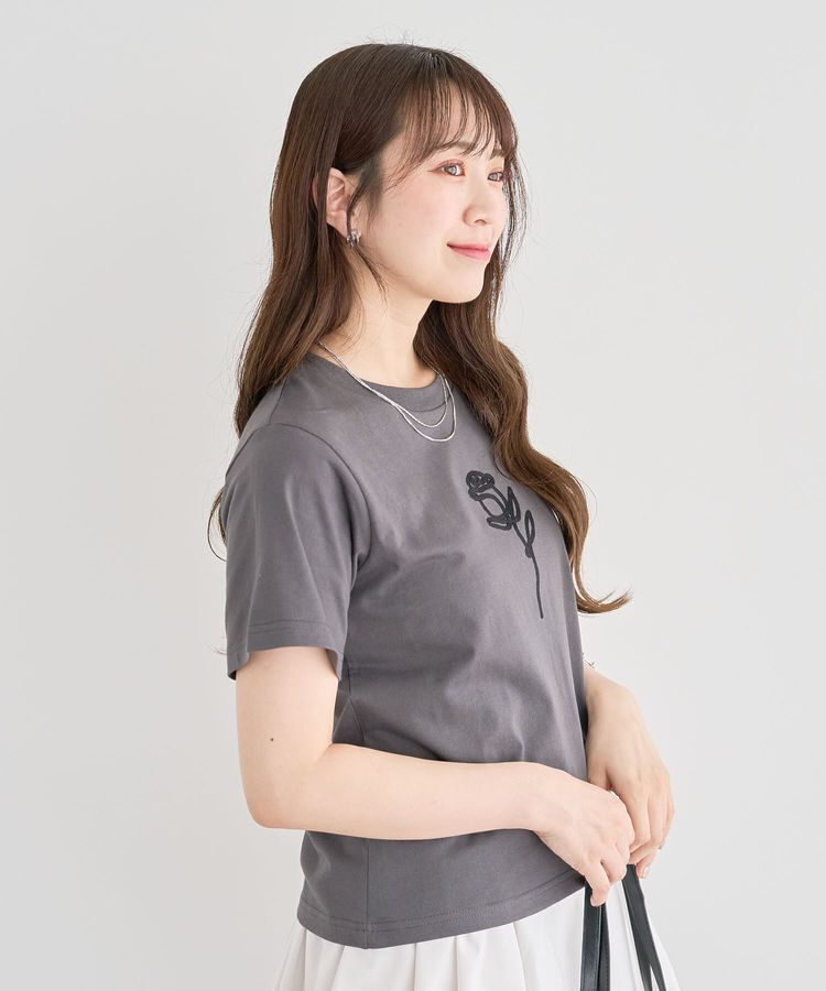 Green Parks「・DOUBLE FLAGS ローズチェーン刺繍TEE」|Tシャツ・カットソー|