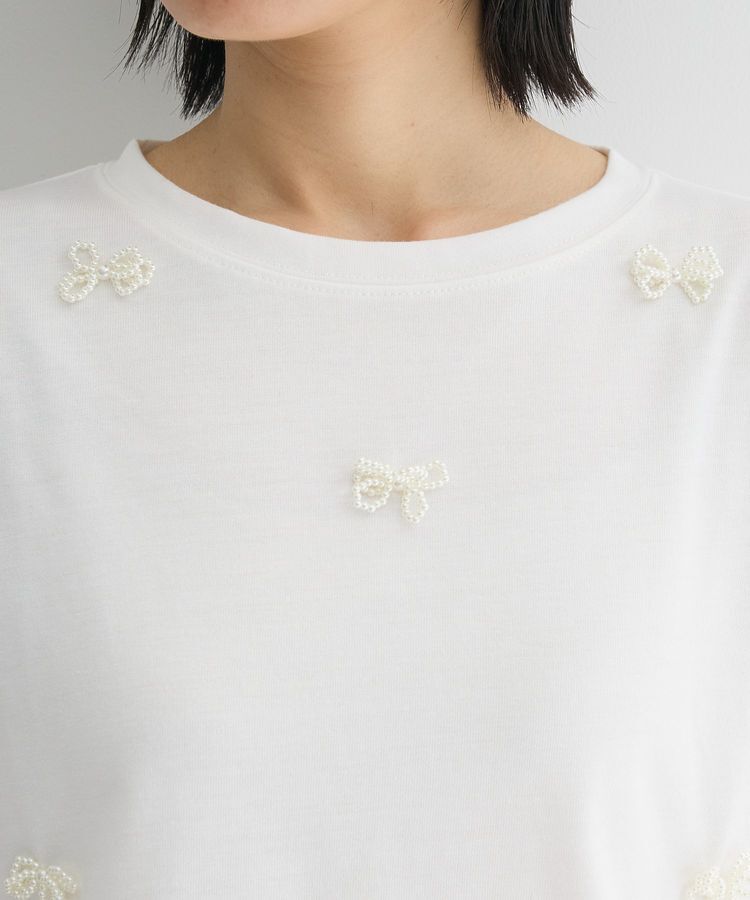 Green Parks「・swing by パールリボンモチーフTEE」|Tシャツ・カットソー|