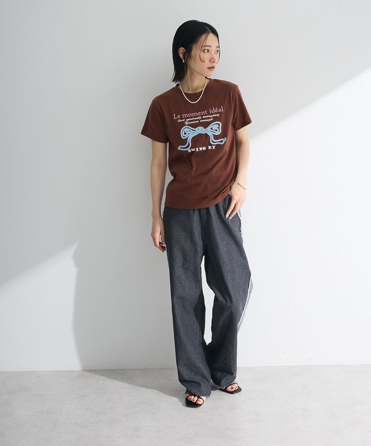 Green Parks「・swing by リボンモチーフコード刺繍TEE」|Tシャツ・カットソー|