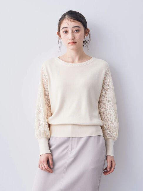 YECCA VECCA「袖レースニット」|ニット・セーター|