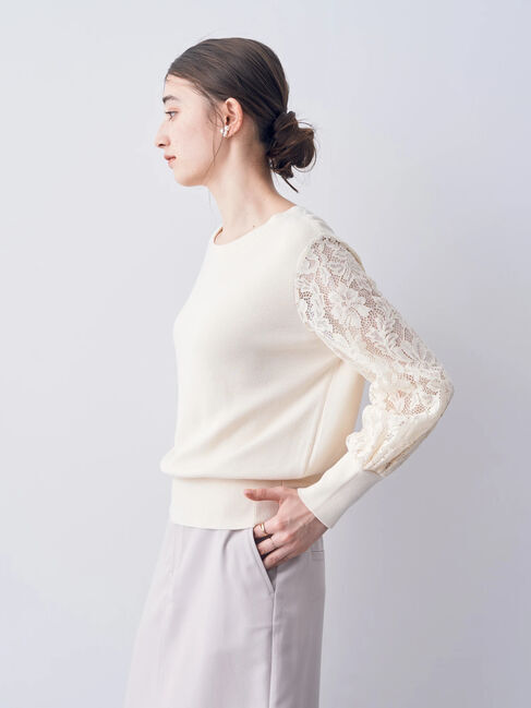 YECCA VECCA「袖レースニット」|ニット・セーター|