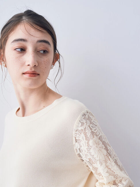 YECCA VECCA「袖レースニット」|ニット・セーター|