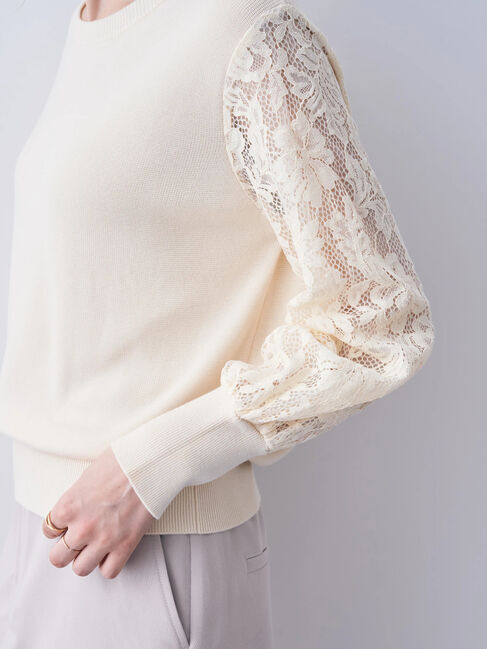 YECCA VECCA「袖レースニット」|ニット・セーター|