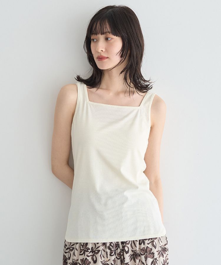 YECCA VECCA「2wayスクエアリブタンクトップ」|キャミソール|Ivory