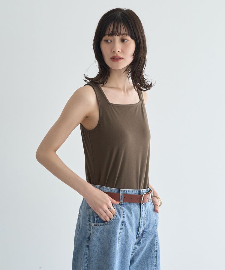 YECCA VECCA「2wayスクエアリブタンクトップ」|キャミソール|