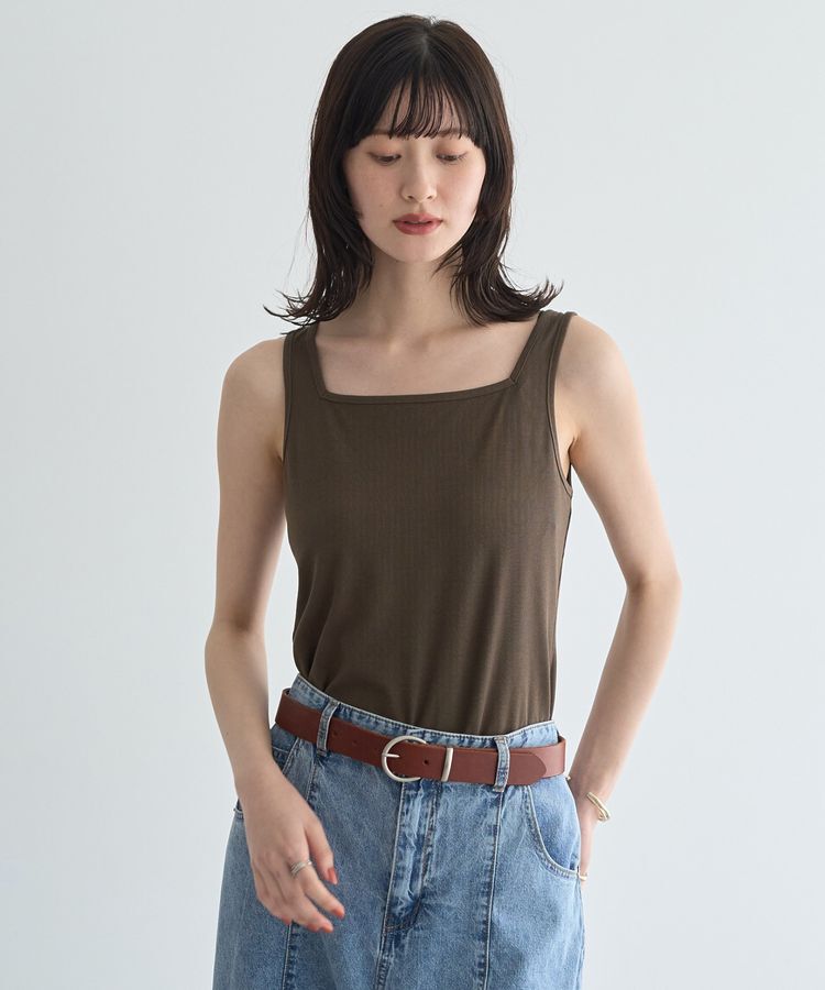 YECCA VECCA「2wayスクエアリブタンクトップ」|キャミソール|Brown