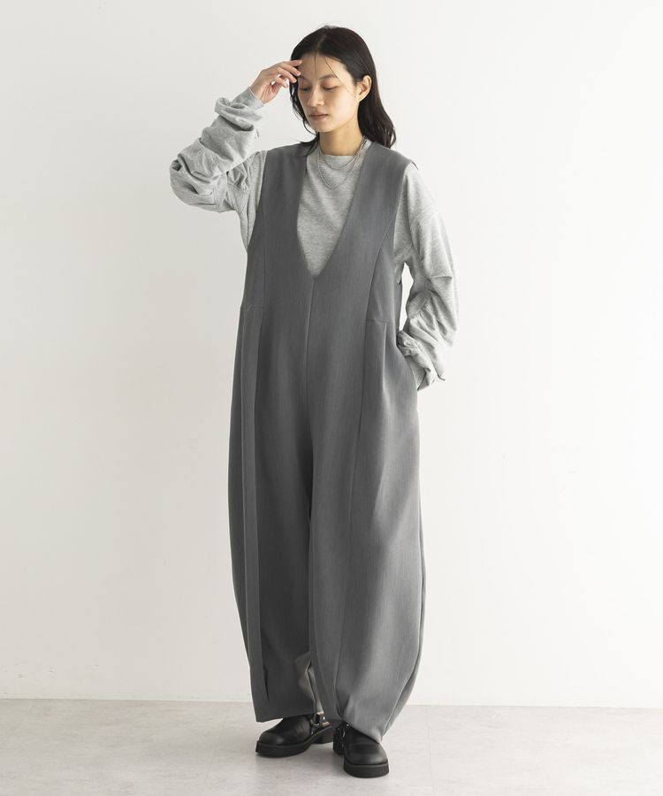 GARAGE OF GOOD CLOTHING「グレーVネックバレルオールインワン」|オールインワン|
